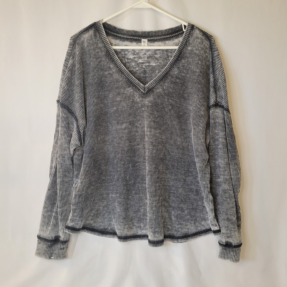 BP Black and White Striped V-Neck Shirt